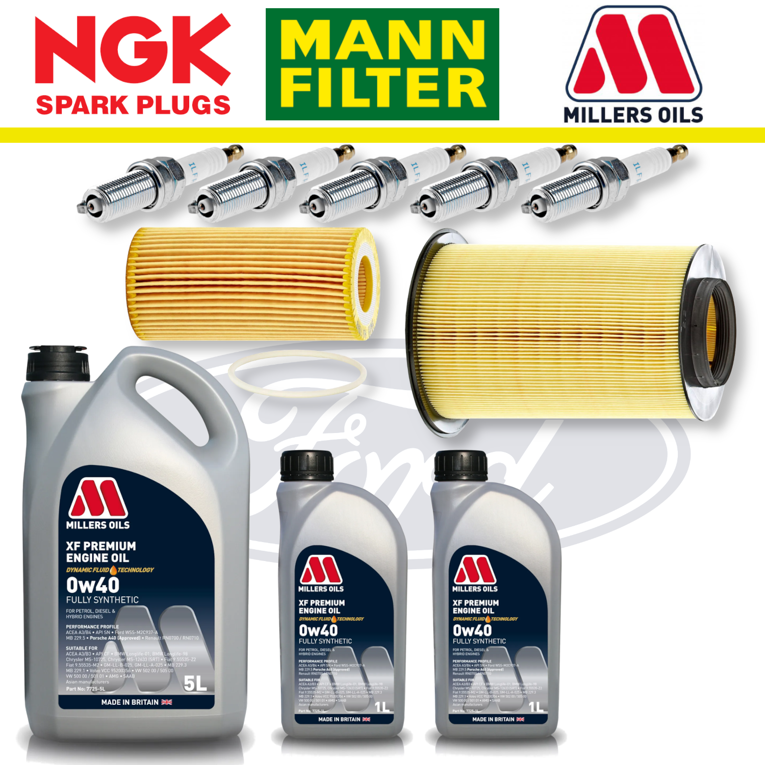 Ford Focus RS Mk2 2.5 Duratec Home Service Pack - Millers Oil Premium