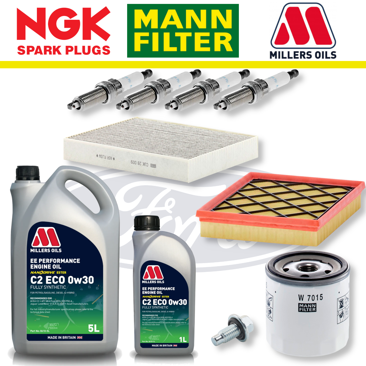 Pack entretien à domicile Ford Fiesta ST Mk7 ST180 1.6 EcoBoost - Millers Oil Premium