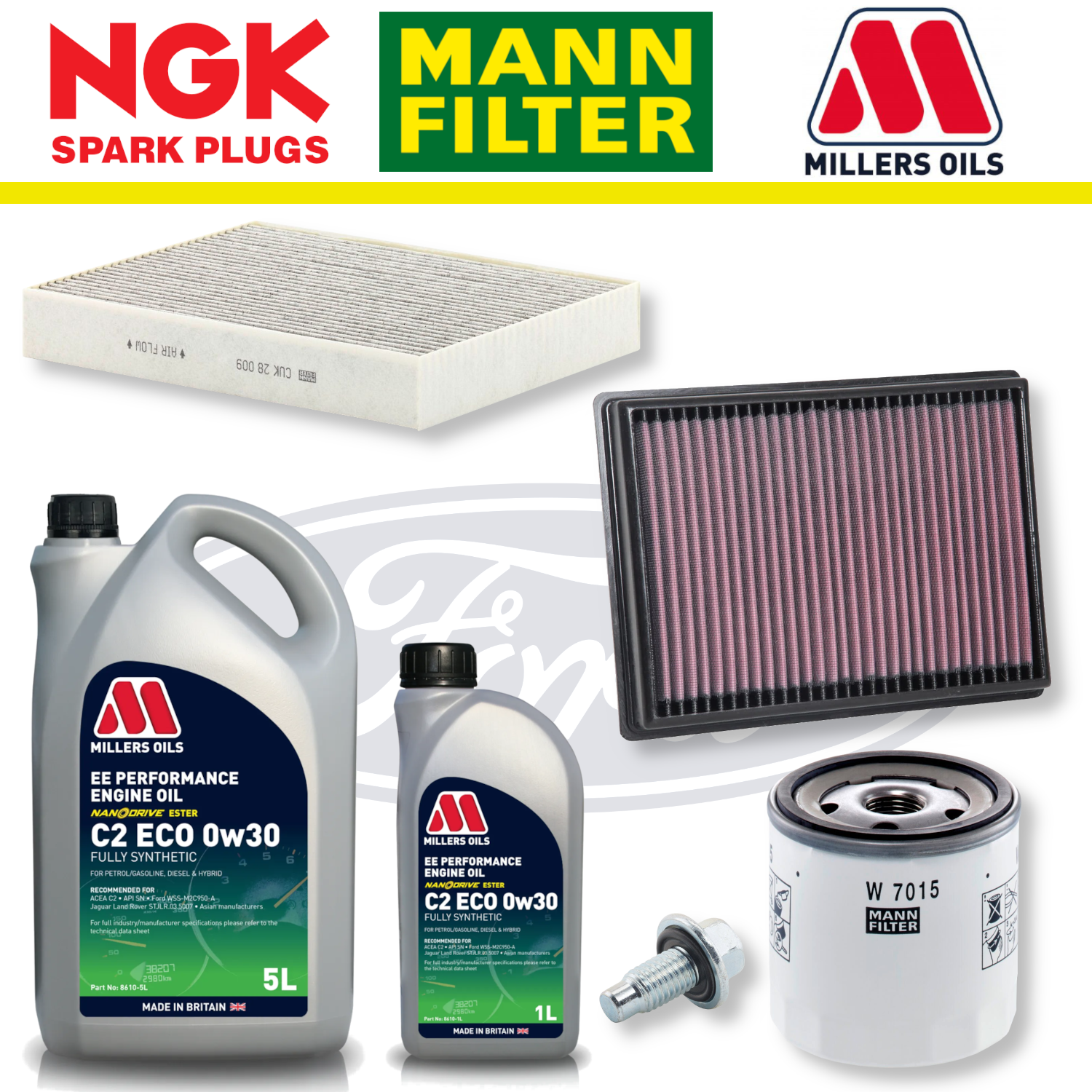 Pack entretien à domicile Ford Fiesta ST Mk7 ST180 1.6 EcoBoost - Millers Oil Premium