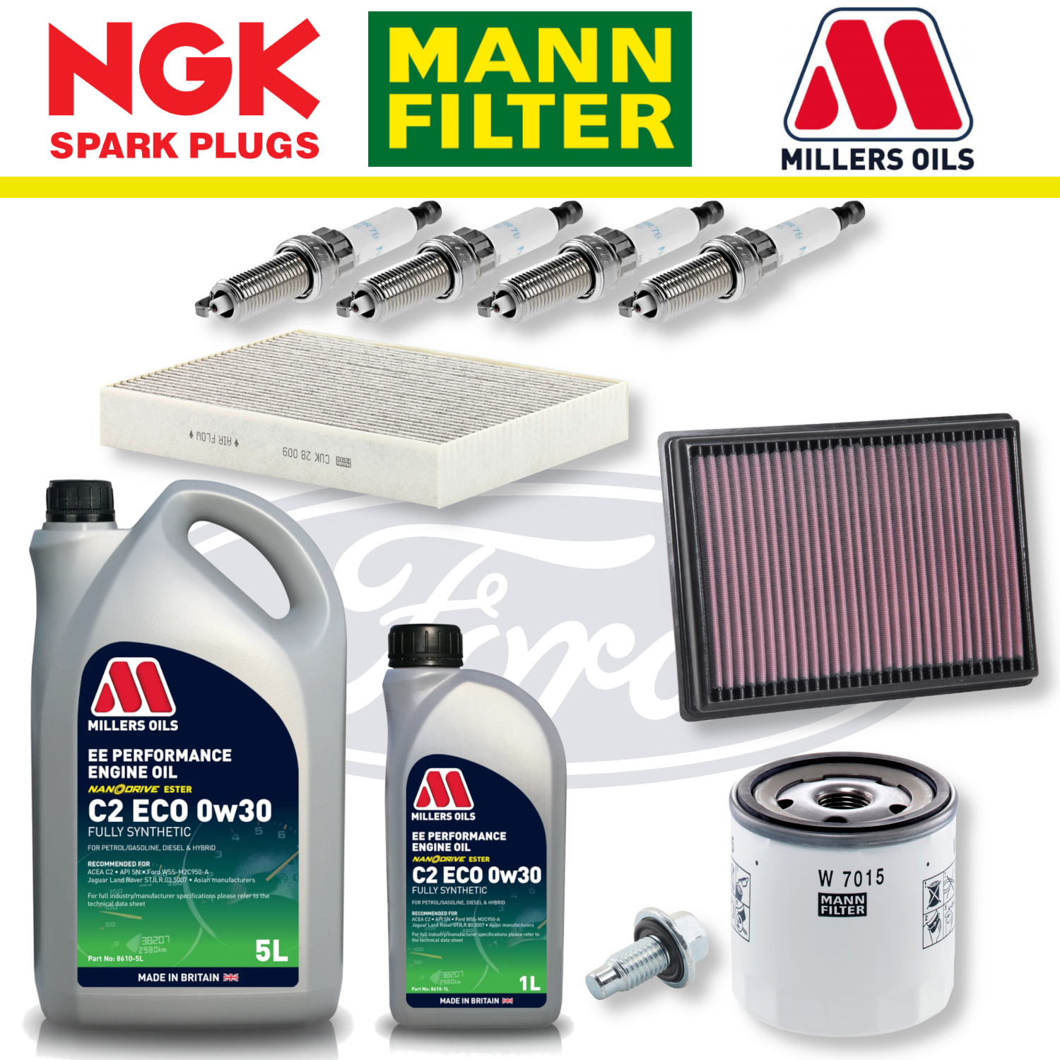 Pack entretien à domicile Ford Fiesta ST Mk7 ST180 1.6 EcoBoost - Millers Oil Premium