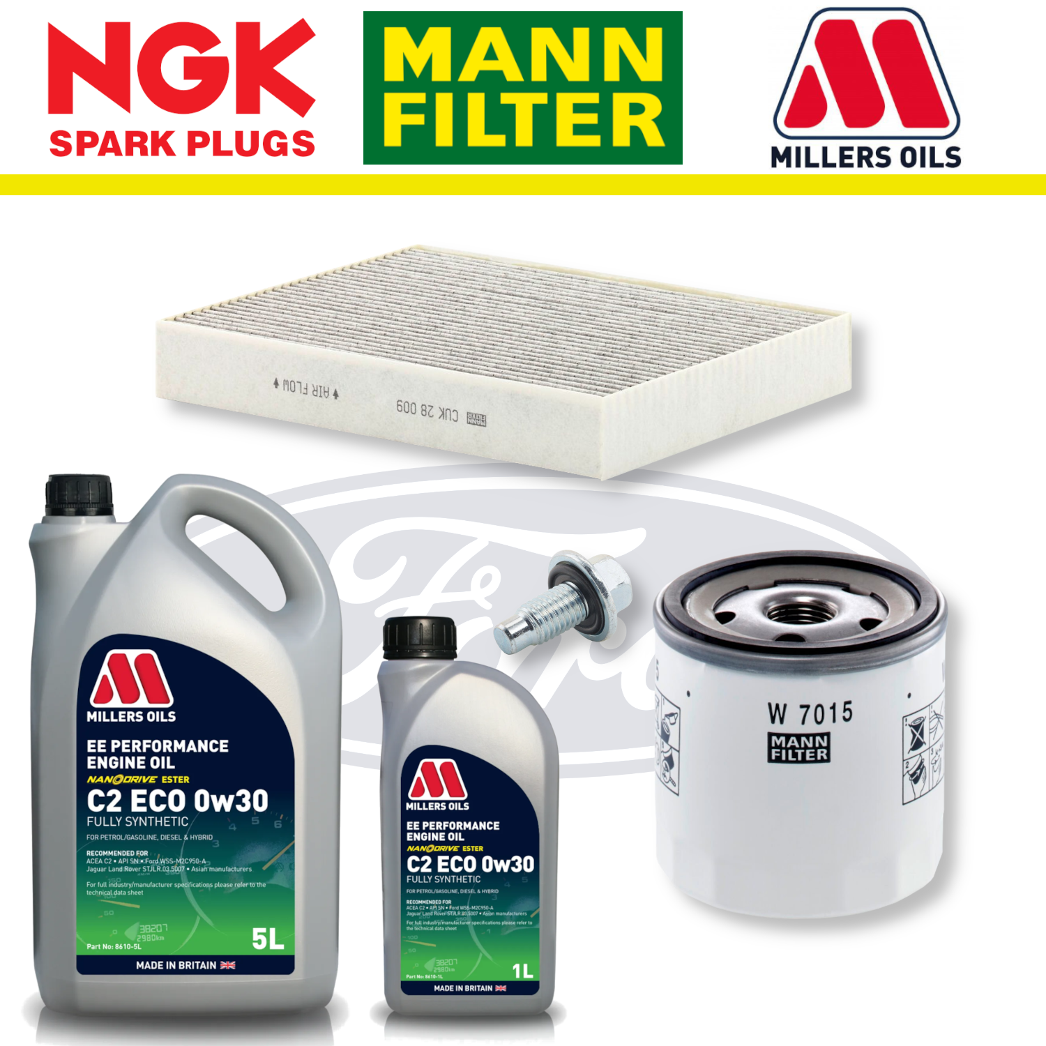 Pack entretien à domicile Ford Fiesta ST Mk7 ST180 1.6 EcoBoost - Millers Oil Premium