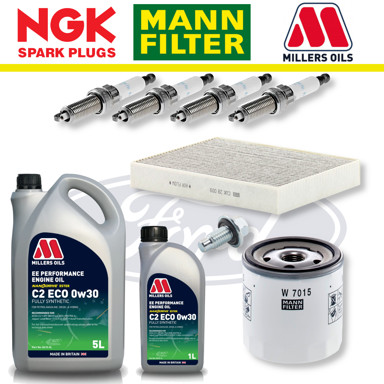 Pack entretien à domicile Ford Fiesta ST Mk7 ST180 1.6 EcoBoost - Millers Oil Premium