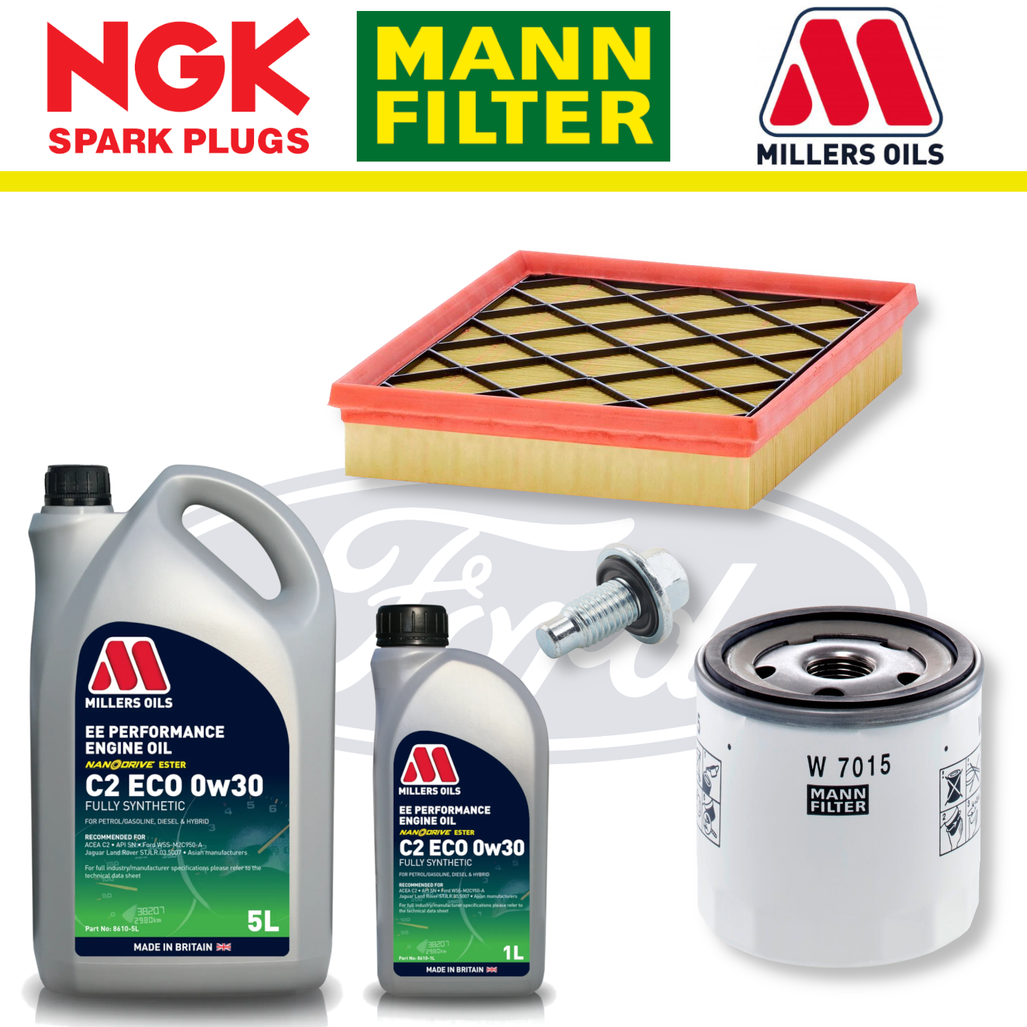 Pack entretien à domicile Ford Fiesta ST Mk7 ST180 1.6 EcoBoost - Millers Oil Premium