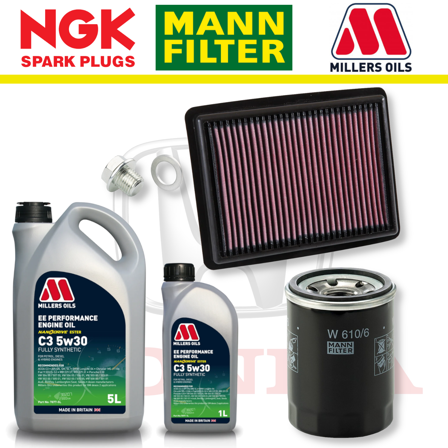 Pack d'entretien à domicile pour Honda Civic Type R FK2 K20C1 - Millers Oil Premium