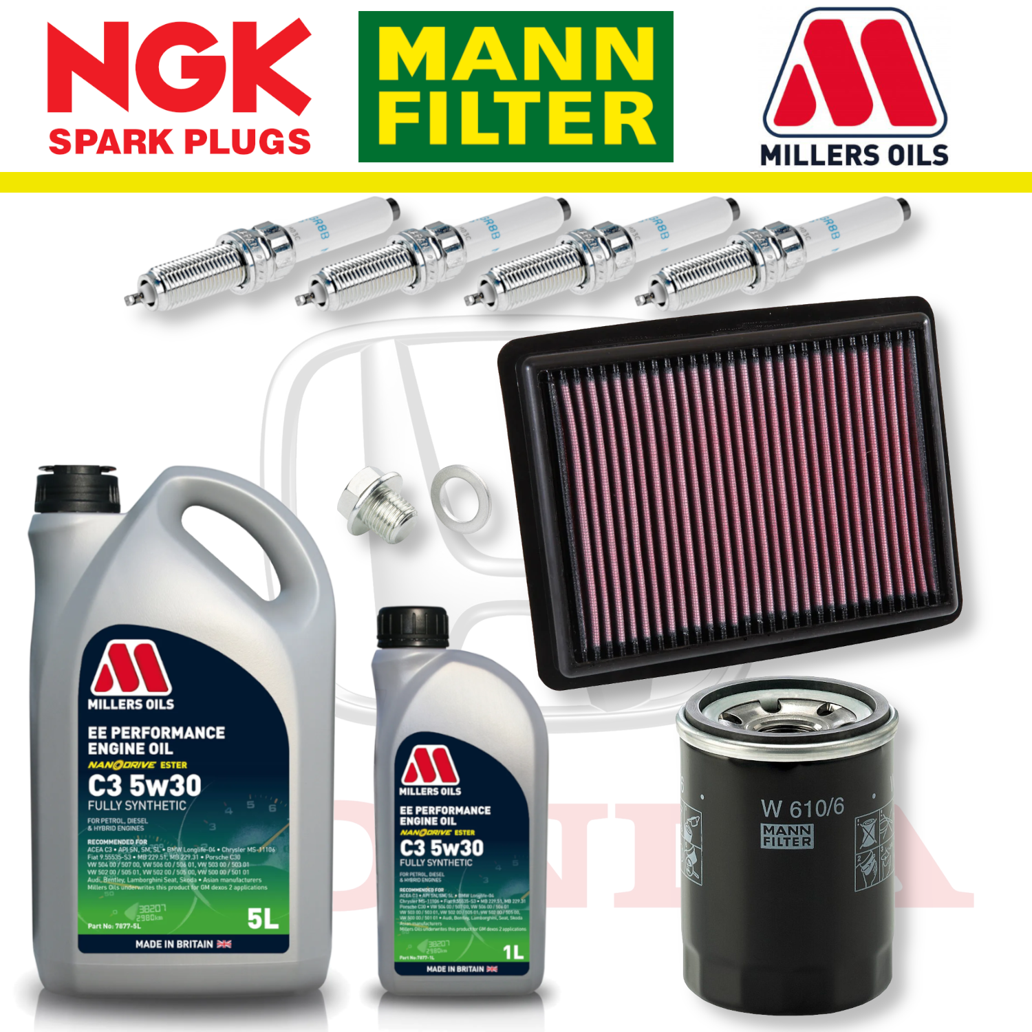 Pack d'entretien à domicile pour Honda Civic Type R FK2 K20C1 - Millers Oil Premium