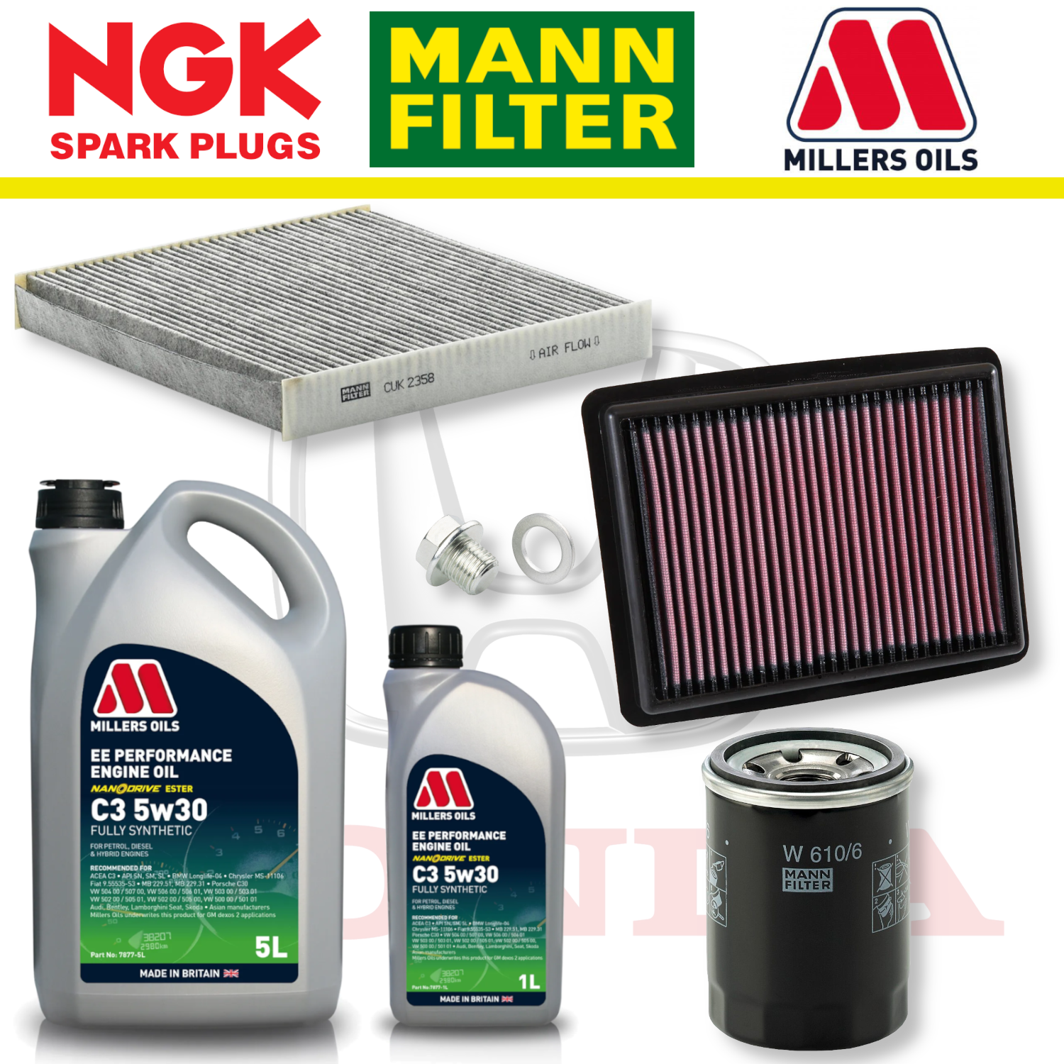 Pack d'entretien à domicile pour Honda Civic Type R FK2 K20C1 - Millers Oil Premium