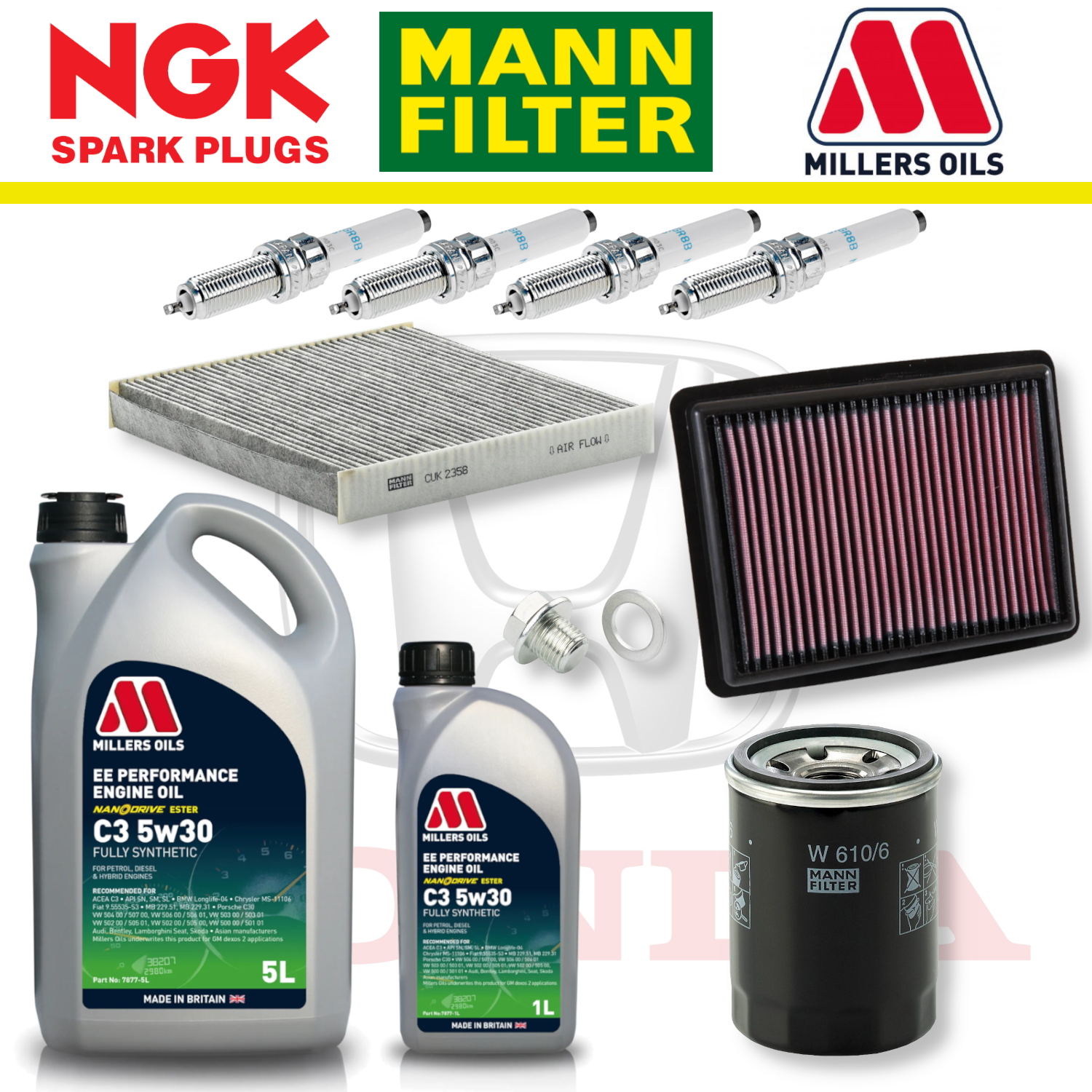 Pack d'entretien à domicile pour Honda Civic Type R FK2 K20C1 - Millers Oil Premium