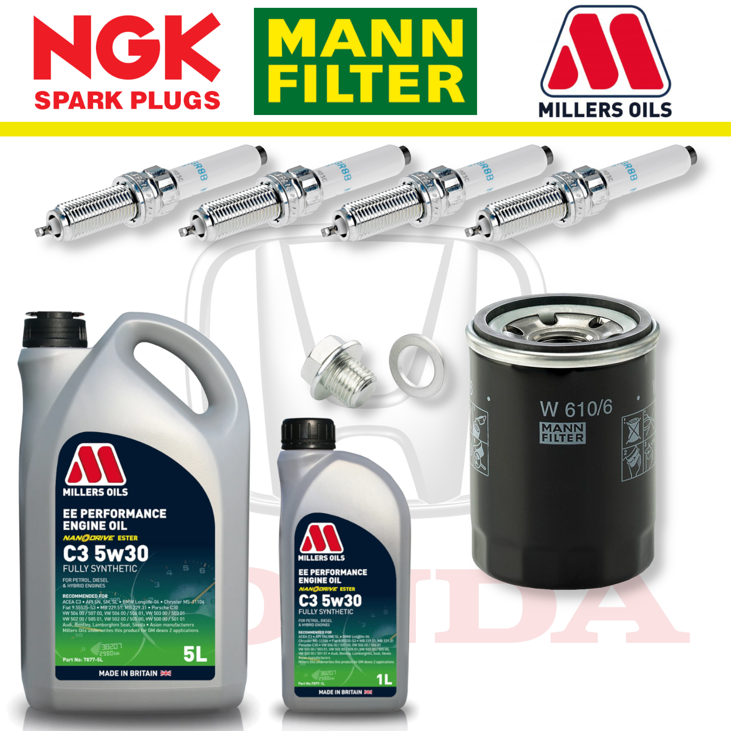 Pack d'entretien à domicile pour Honda Civic Type R FK2 K20C1 - Millers Oil Premium