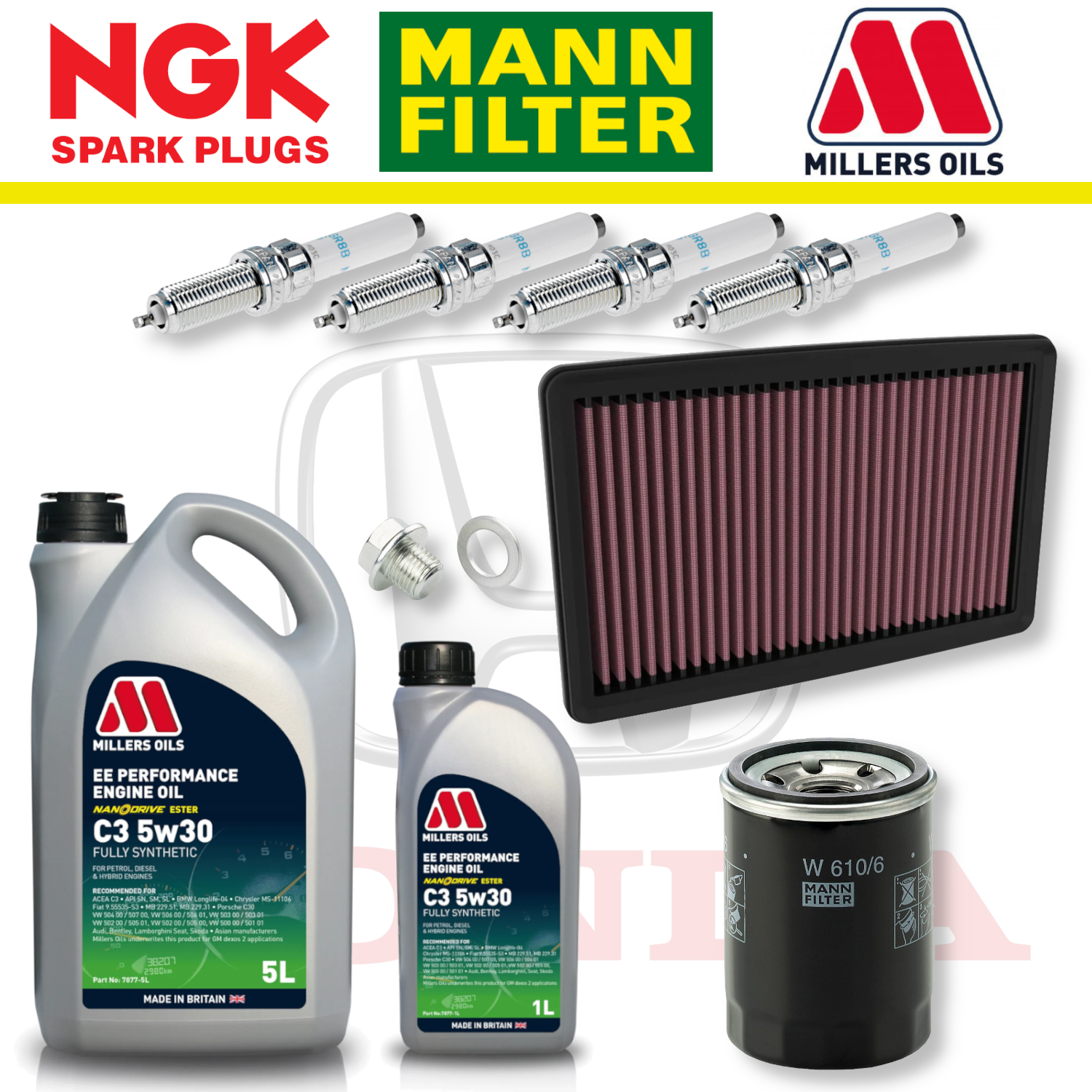 Pack d'entretien à domicile pour Honda Civic Type R FL5 K20C1 - Millers Oil Premium