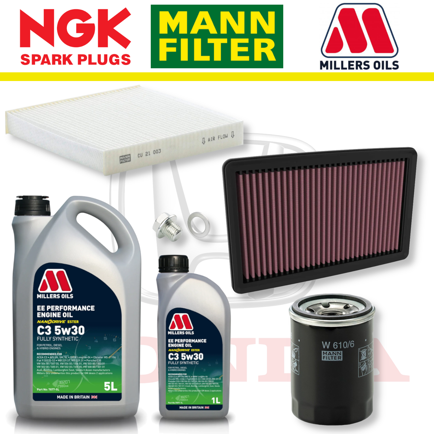 Pack d'entretien à domicile pour Honda Civic Type R FL5 K20C1 - Millers Oil Premium