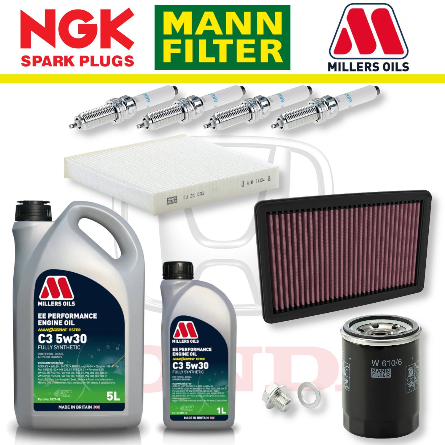 Pack d'entretien à domicile pour Honda Civic Type R FL5 K20C1 - Millers Oil Premium