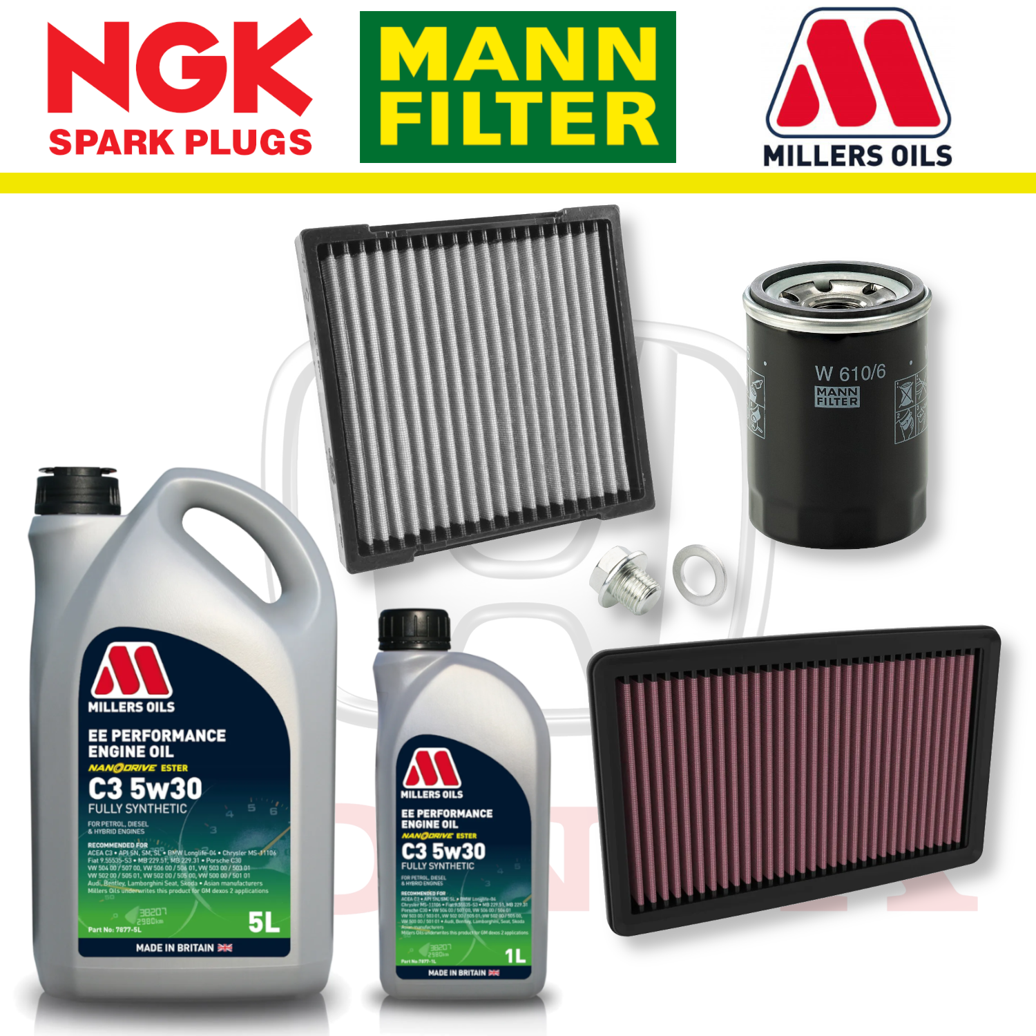 Pack d'entretien à domicile pour Honda Civic Type R FL5 K20C1 - Millers Oil Premium