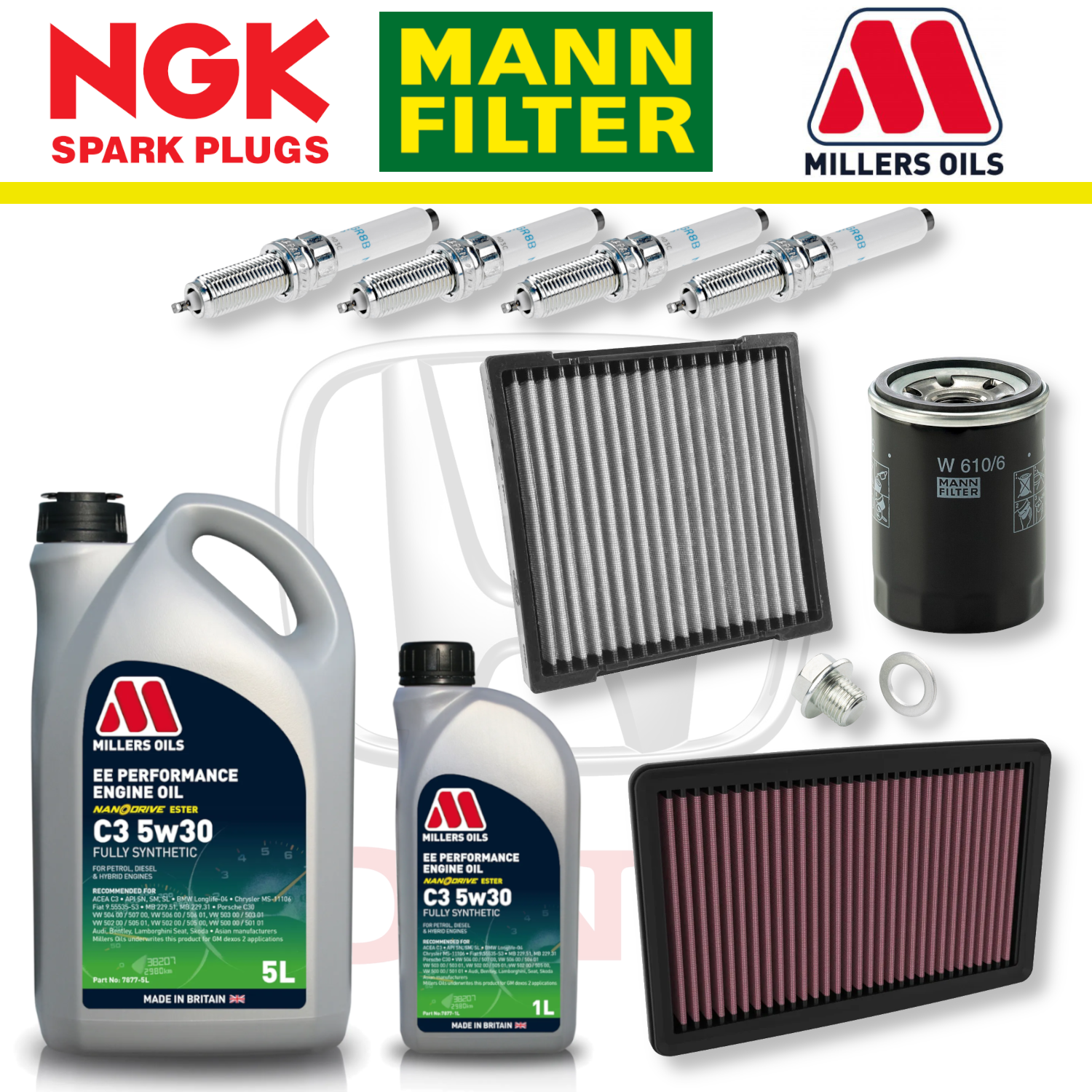 Pack d'entretien à domicile pour Honda Civic Type R FL5 K20C1 - Millers Oil Premium