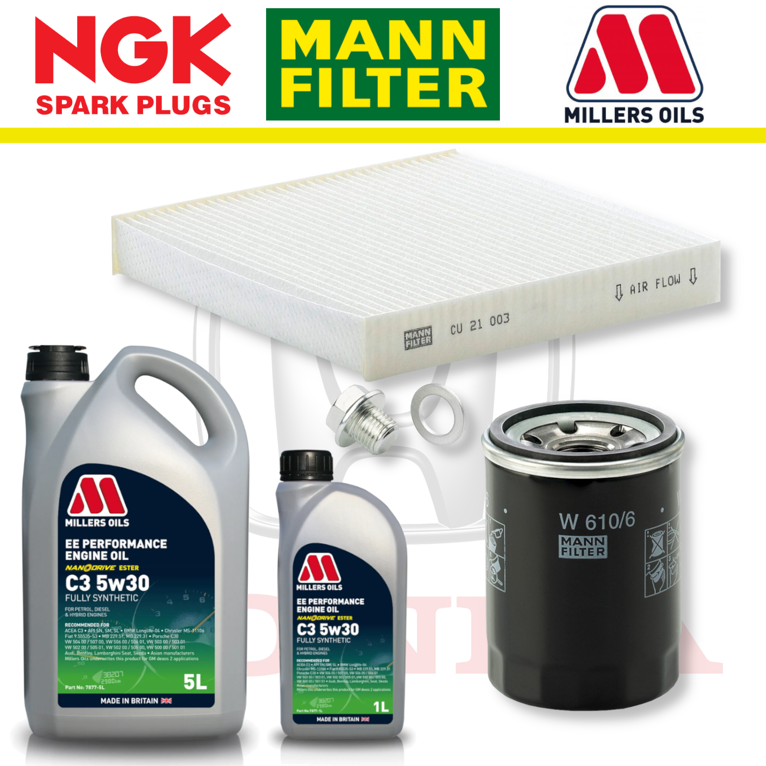 Pack d'entretien à domicile pour Honda Civic Type R FL5 K20C1 - Millers Oil Premium