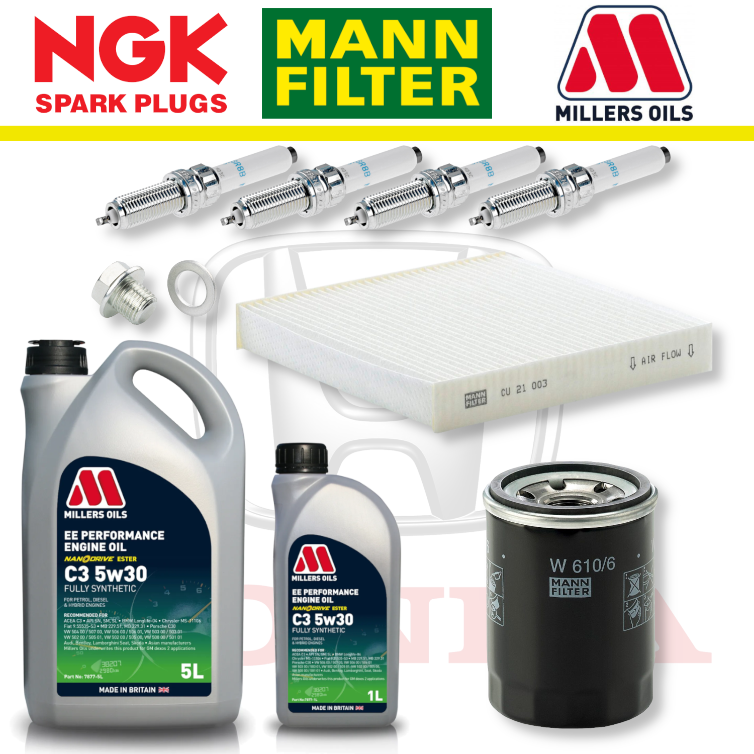 Pack d'entretien à domicile pour Honda Civic Type R FL5 K20C1 - Millers Oil Premium