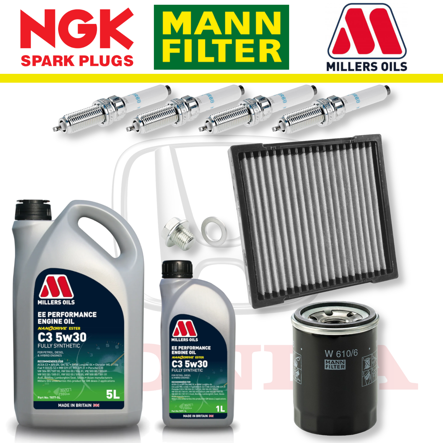 Pack d'entretien à domicile pour Honda Civic Type R FL5 K20C1 - Millers Oil Premium