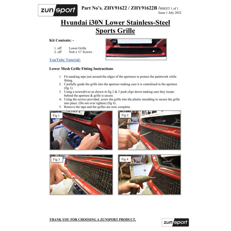 Zunsport Hyundai i30N - Front Grille Set
