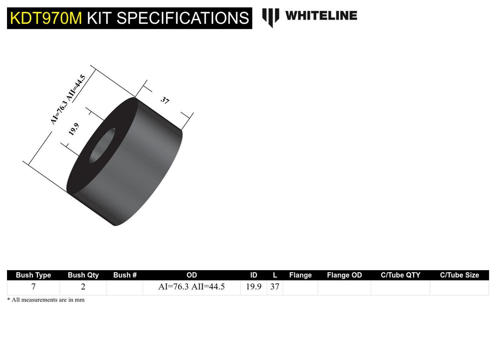 Whiteline Trans Mount Insert (HD) - Hyundai Kona N