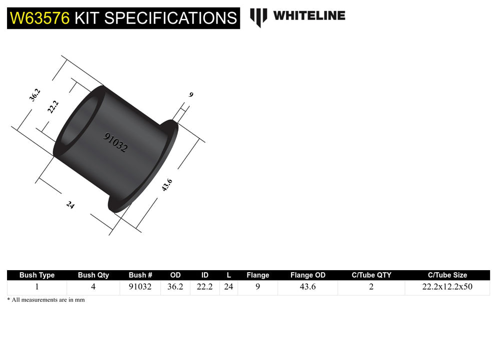 Whiteline Control Arm - Lower Rear Outer Bushing - Volkswagen Golf R Mk7