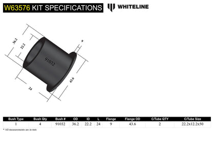 Whiteline Control Arm - Lower Rear Outer Bushing - Volkswagen Golf R Mk7