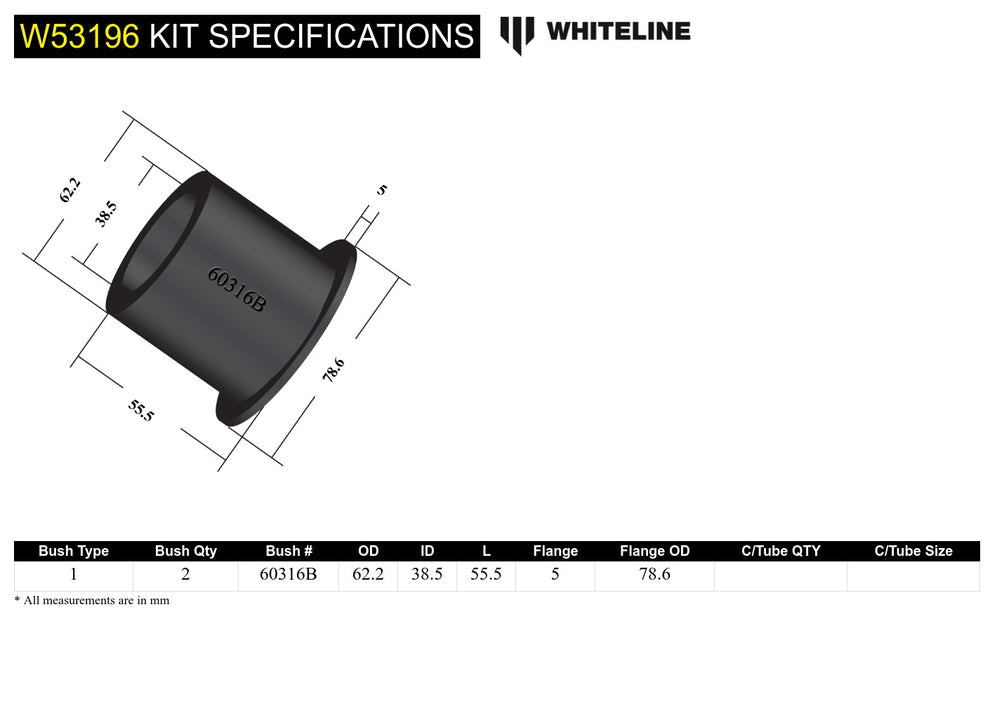 Whiteline Control Arm - Lower Inner Rear Bushing - Audi TTRS 8J