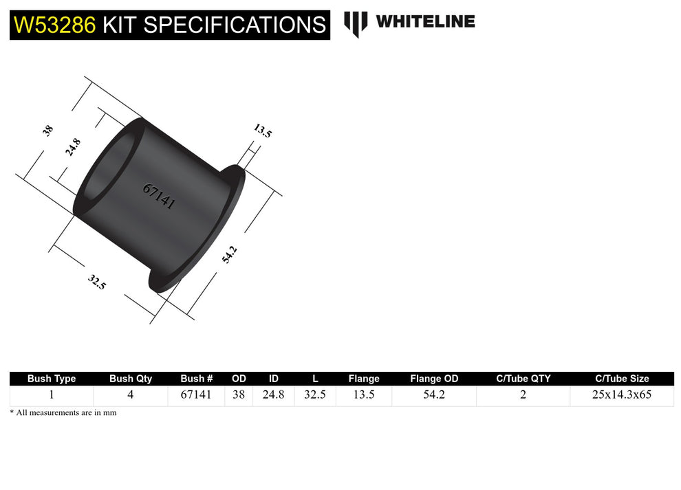 Whiteline Control Arm - Lower Inner Front Bushing - Ford Focus ST Mk2 ST225