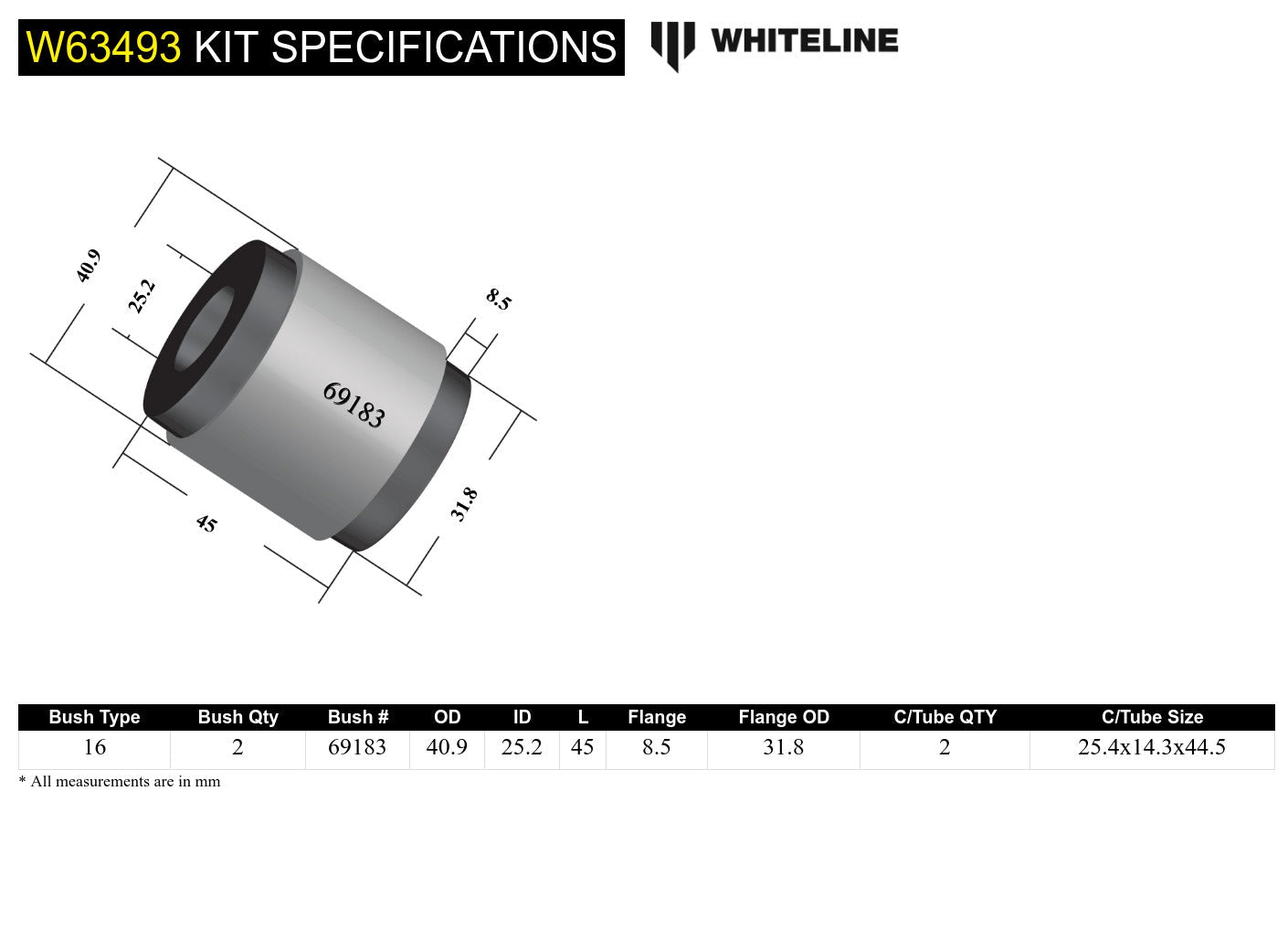 Whiteline Rear Control Arm - Upper Inner Bushing Kit - Hyundai i30N