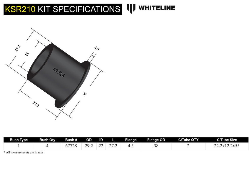 Whiteline Front Steering - Rack and Pinion Mount Bushing - Toyota GT86