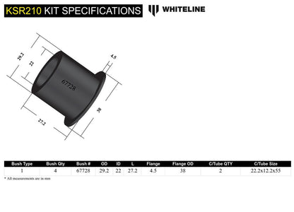 Whiteline Front Steering - Rack and Pinion Mount Bushing - Toyota GT86