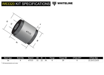 Whiteline Control Arm - Lower Front Inner & Outer Bushing - Ford Focus RS Mk2