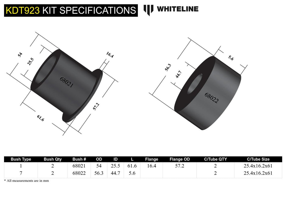 Whiteline Rear Differential Mount Support Outrigger Bushing - Toyota GT86