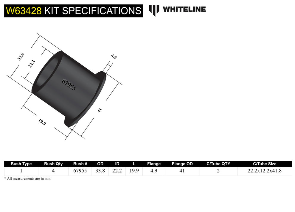 Whiteline Control Arm - Lower Inner Bushing - Toyota GT86