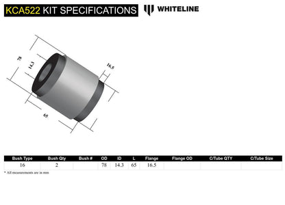 Whiteline Control Arm - Lower Inner Rear Bushing Double Offset Kit - Ford Focus ST Mk4