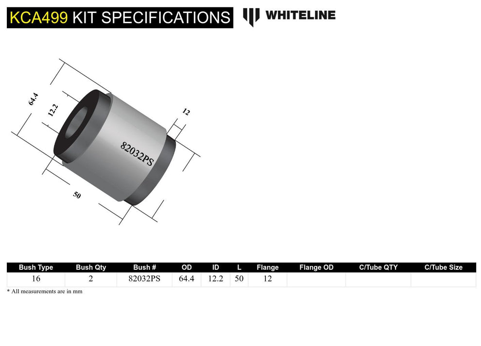 Whiteline Front Control Arm - Caster Bushing - Volkswagen Golf GTI Mk7