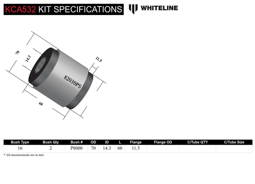 Whiteline Radius Arm Lower - Bushing Kit - Tesla Model 3