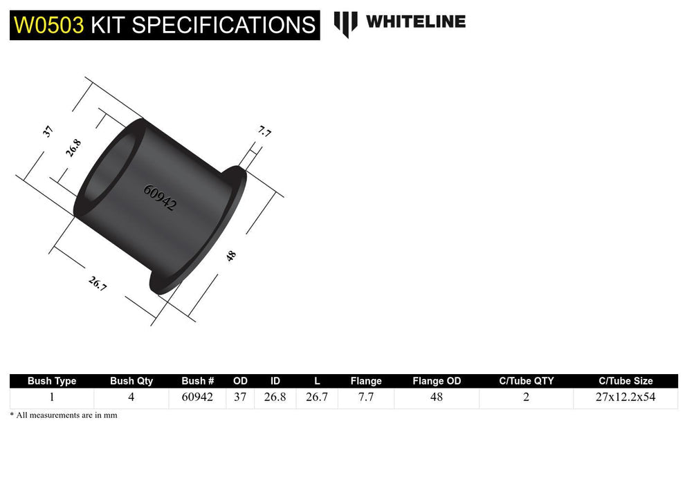 Whiteline Control Arm - Lower Inner Front Bushing - Volkswagen T-Roc R