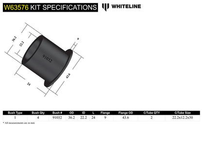 Whiteline Control Arm - Lower Rear Outer Bushing - Audi S3 8V