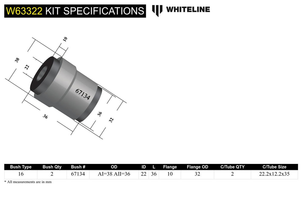 Whiteline Control Arm - Upper Inner Bushing - Ford Focus RS Mk3