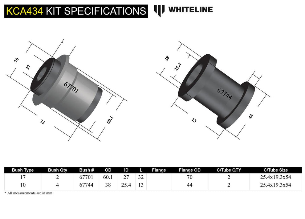 Whiteline Anti-Dive Kit - Front Control Arm Lower Inner Front Bushing - Toyota GR86