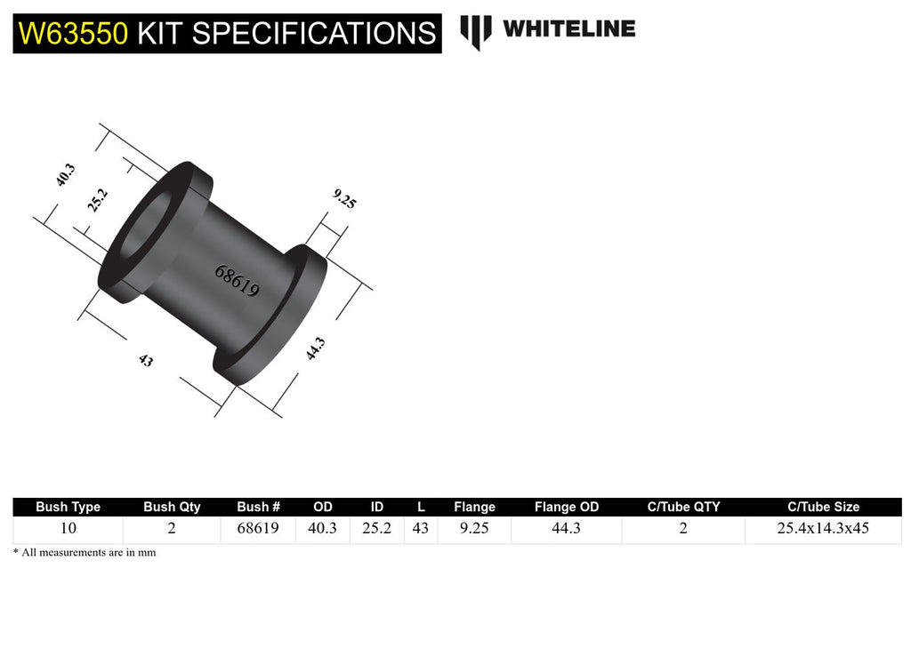 Bras de suspension Whiteline – Bague extérieure supérieure – Audi TTS 8J 