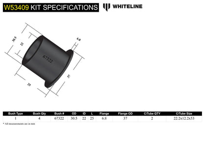 Whiteline Control Arm - Lower Inner Front Bushing - Ford Fiesta Mk7 ST180/ST200