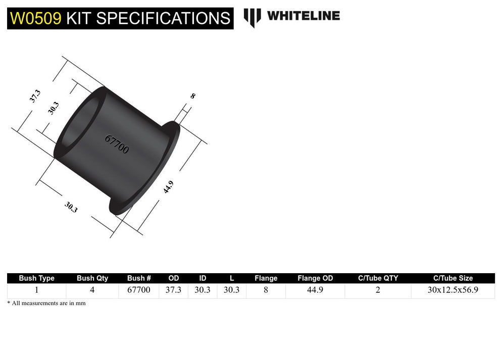 Whiteline Control Arm - Lower Inner Rear Bushing - Toyota GT86