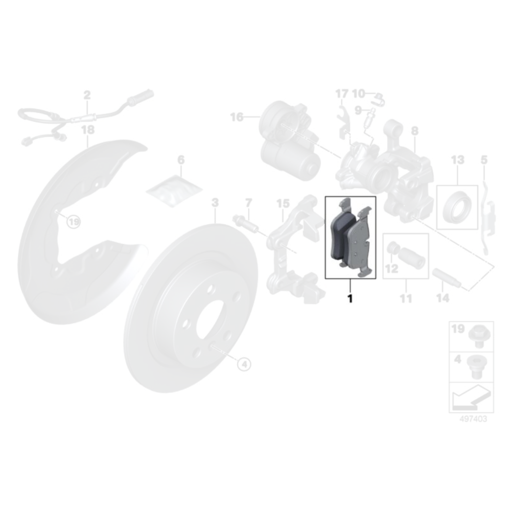 Pastillas de freno traseras originales MINI - MINI Cooper S JCW F56 (discos de 280 mm)