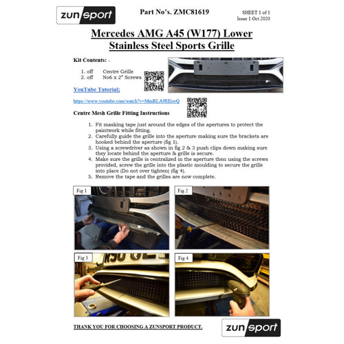 Zunsport Mercedes AMG A45 (W177) - Front Grille Set