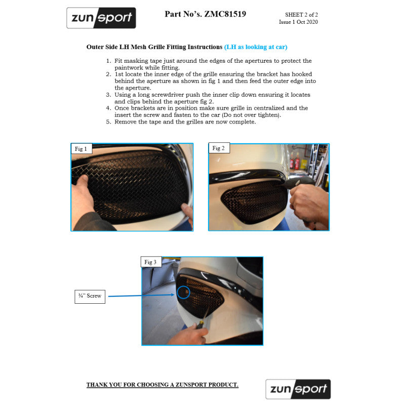 Zunsport Mercedes AMG A45 (W177) - Conjunto de parrillas exteriores