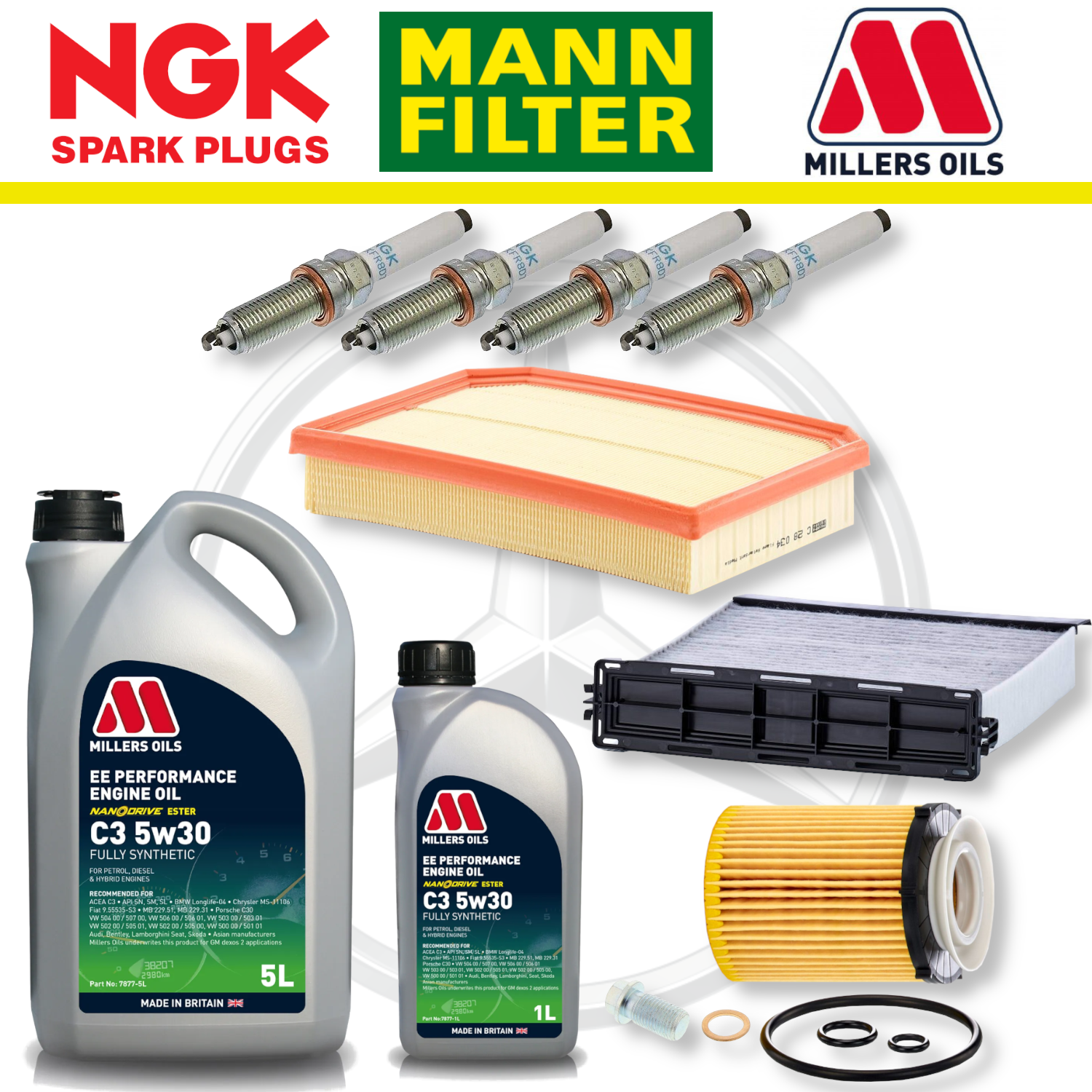 Mercedes A35 W177 CLA35 C118 AMG M260 Paquete de servicio a domicilio - Aceite Millers Premium