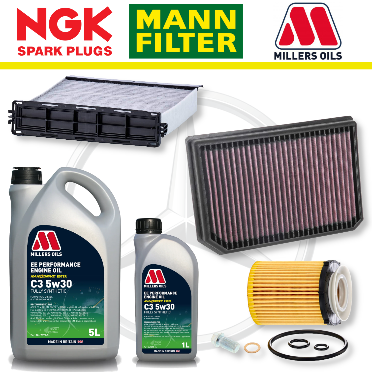 Mercedes A35 W177 CLA35 C118 AMG M260 Paquete de servicio a domicilio - Aceite Millers Premium