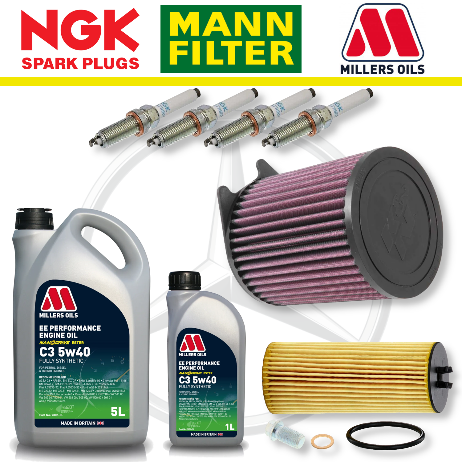 Mercedes A45 W176 CLA45 C117 AMG M133 Paquete de servicio a domicilio - Aceite Millers Premium