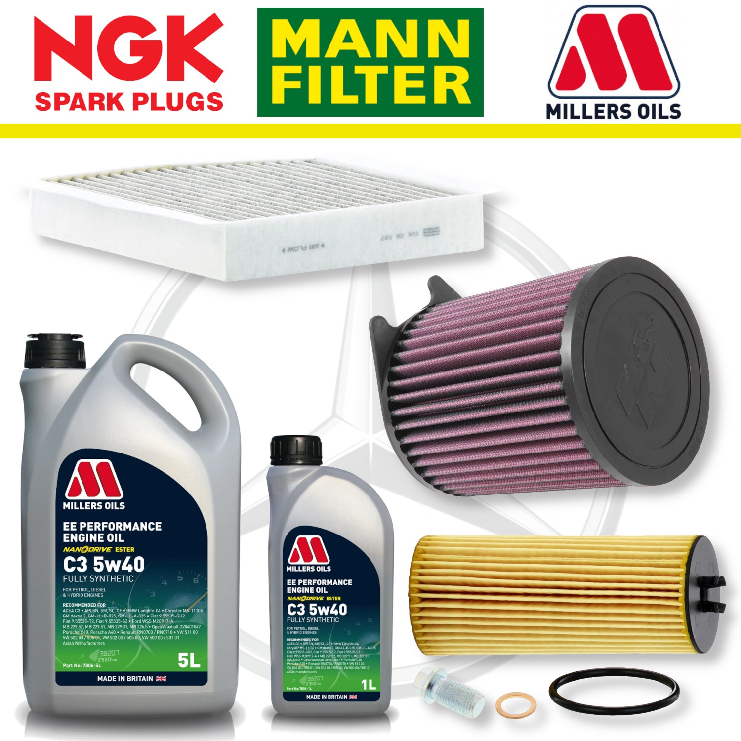 Mercedes A45 W176 CLA45 C117 AMG M133 Paquete de servicio a domicilio - Aceite Millers Premium