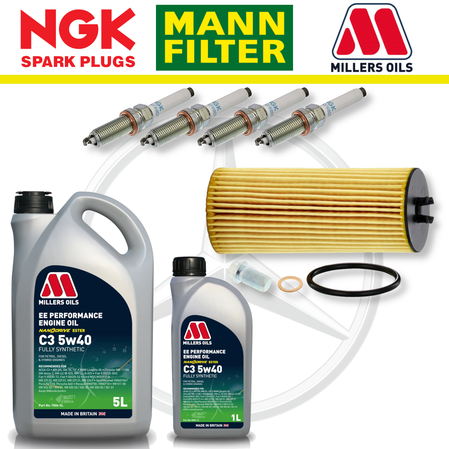 Mercedes A45 W176 CLA45 C117 AMG M133 Paquete de servicio a domicilio - Aceite Millers Premium